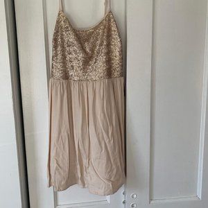 Champagne Sequin Dress with Spaghetti Straps